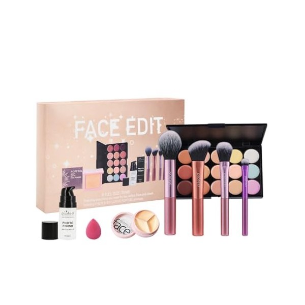 Coffret Cadeau de Maquillage pour le Visage, Kit de Maquillage Complet avec 15 Couleur Palette de Correcteur de Contour, Pinc