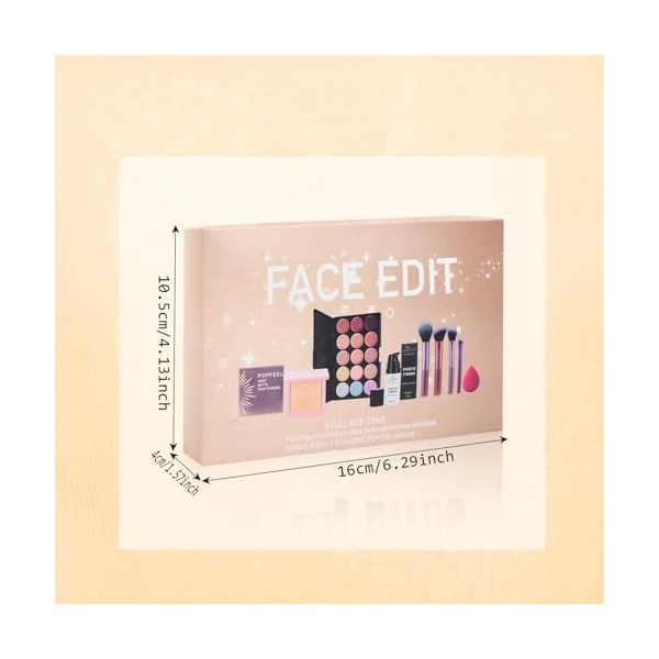 Coffret Cadeau de Maquillage pour le Visage, Kit de Maquillage Complet avec 15 Couleur Palette de Correcteur de Contour, Pinc