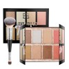 Welhammsae 8 Couleurs Blush Contour Highlighter Palette de Maquillage avec Pinceau, Palette de Surligneurs de Formule Nacrée,