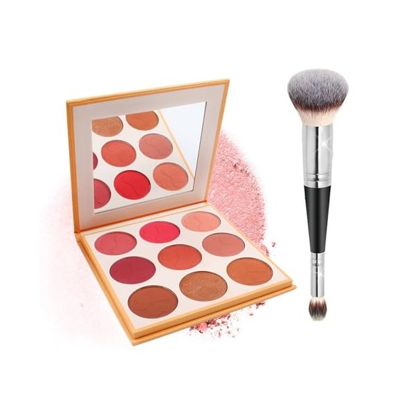 Welhammsae 8 Couleurs Blush Contour Highlighter Palette de Maquillage avec Pinceau, Palette de Surligneurs de Formule Nacrée,