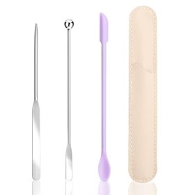 Piriuuo Lot de 3 spatules de maquillage en silicone - Spatules de fond de teint - Outil de maquillage avec spatule cosmétique