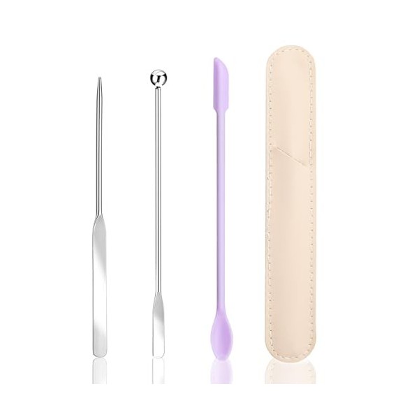 Piriuuo Lot de 3 spatules de maquillage en silicone - Spatules de fond de teint - Outil de maquillage avec spatule cosmétique