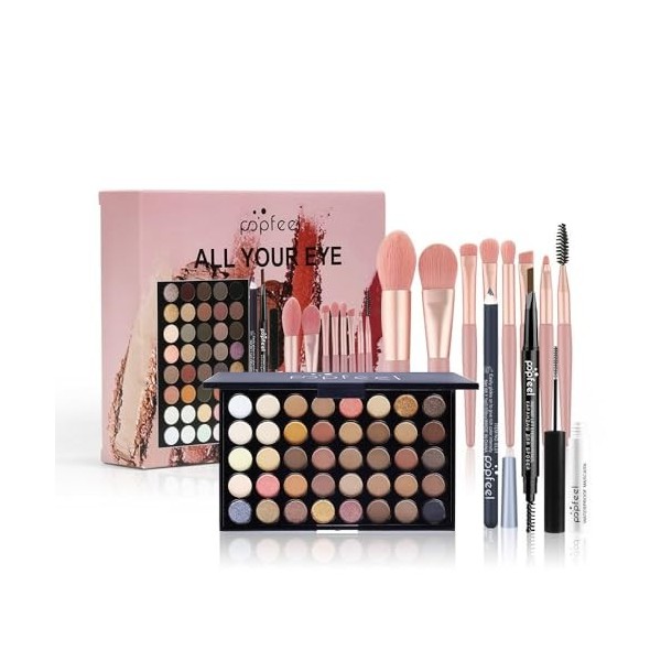 LHLXZQ Kit de Maquillage pour Yeux, Set de Cosmétique Complet avec Palette de Fards à Paupières Mascara Eyeliner Crayon à Sou