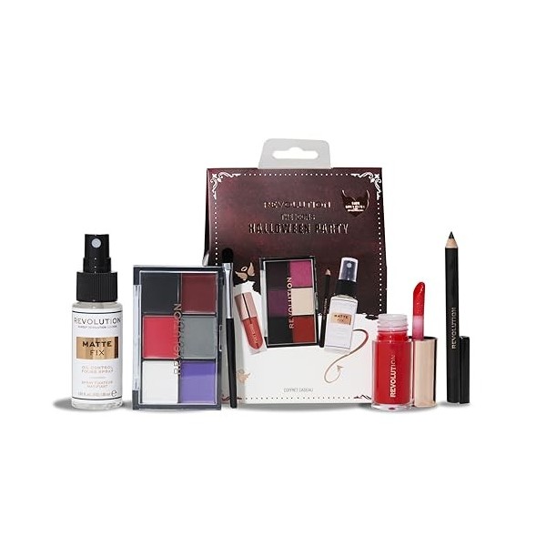 Revolution Beauty, Mini Set de Fête dHalloween Truly Sinful, Maquillage pour Halloween, Eye-liner, Mini Pout Bomb et Spray F