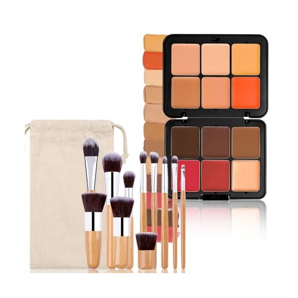 Hinourisha Makeup Palette Anti-cernes, Contour et Highlight, 12 Couleurs Palette Correcteur de Teint, Makeup Fard à Joues Ant