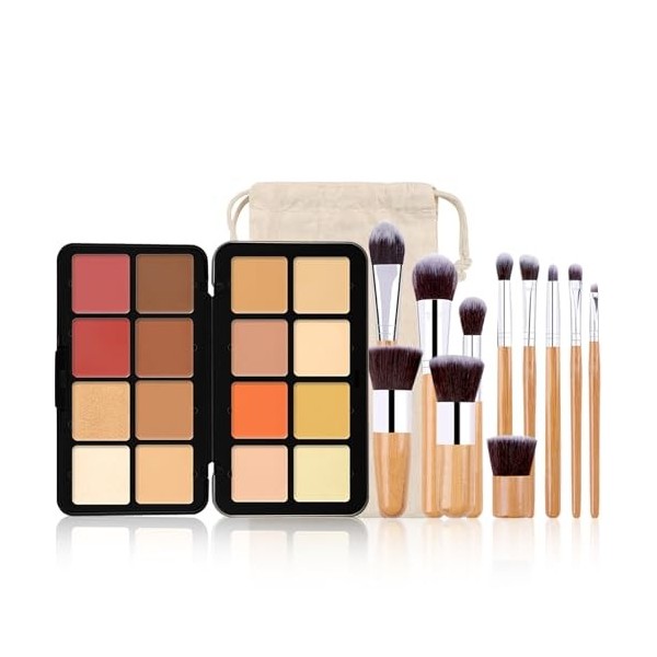 Hinourisha Makeup Palette Anti-cernes, Contour et Highlight, 12 Couleurs Palette Correcteur de Teint, Makeup Fard à Joues Ant