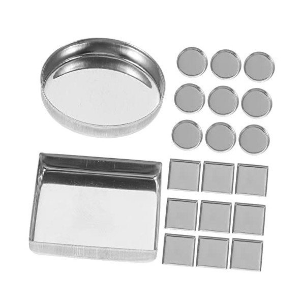 BIUDECO Lot de 30 plats carrés en aluminium pour maquillage, fard à paupières, fard à paupières, carré vide en métal, rond, r