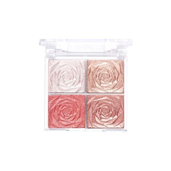 Shimmer Palette de blush à paillettes 4 couleurs scintillantes - Palette de maquillage longue durée 3 en 1 hautement pigmenté