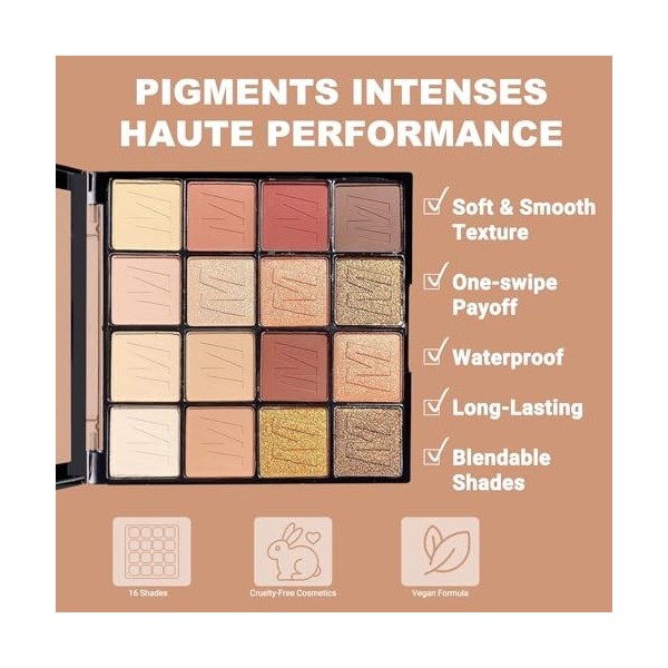 Palette Fard À Paupière Maquillage Yeux, 16 Couleurs Kit Maquillage Femme, Palette de Maquillage Femme, Coffret Maquillage av