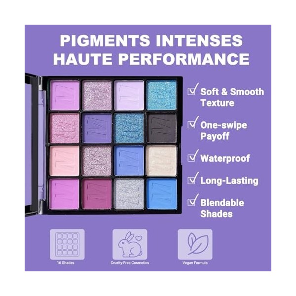 Palette Fard À Paupière Maquillage Yeux, 16 Couleurs Kit Maquillage Femme, Palette de Maquillage Femme, Coffret Maquillage av