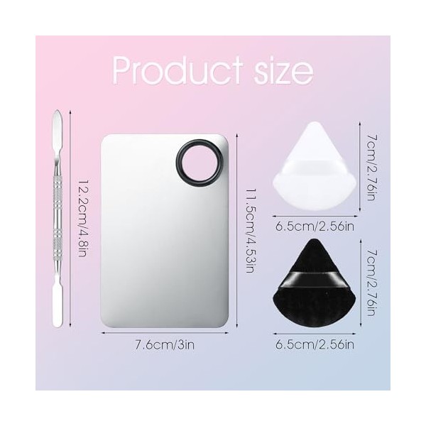 AHQiZFX Spatule de maquillage 10 en 1 et houppette à poudre avec palette cosmétique professionnelle triangulaire pour fard à 