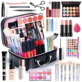 34 Pcs Kit de Maquillage Complet, Cosmetic Makeup Palette Set avec Ombres Paupières, Rouge à Lèvre, Pinceaux, Bâton contour, 