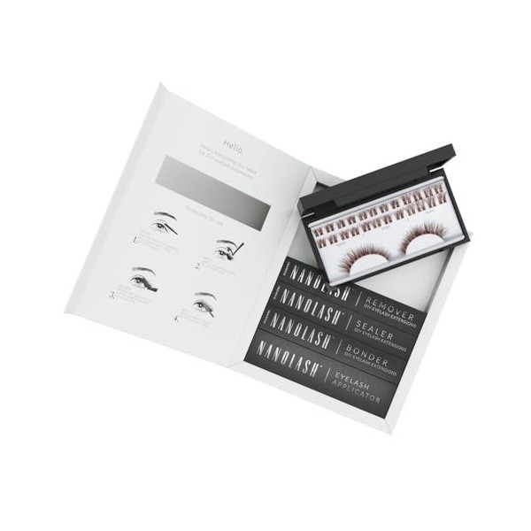 Starter kit pour extensions de cils en grappe à appliquer soi-même à la maison Nanolash - 36 grappes de cils + bonder + seale