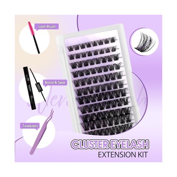 Kit Extension Cils Individuels D Curl 0.07mm C9 Faux Cils Individuel Naturel Cluster Lashes Kit 8-16mm DIY Lash Extensions de