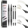 2 Pièces Crayon Sourcil Waterproof,Microblading Crayon à sourcils 2 en 1 à double extrémité,Avec Eyeliner et 4 pointes,Crée s