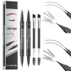 2 Pièces Crayon Sourcil Waterproof,Microblading Crayon à sourcils 2 en 1 à double extrémité,Avec Eyeliner et 4 pointes,Crée s