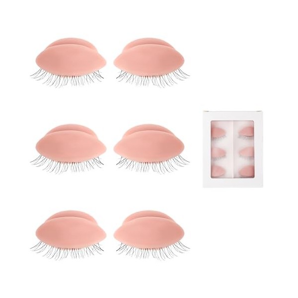 Lot de 6 paupières pour la pratique des cils, tête de mannequin de cils pour extensions de cils, extensions de cils amovibles