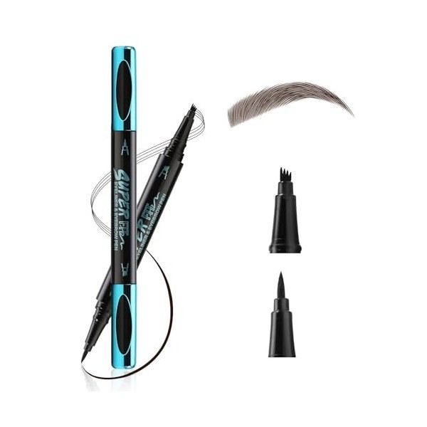Boobeen Set Sourcils et Eyeliner Gel, 2 en 1 Poudre à Sourcils et Crème Eyeliner, Set Pomade Crème à Sourcils Waterproof avec...