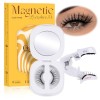 QUEWEL Faux Cils Magnetique, 1 paire de Cils Magnetique doux, réutilisables cils Magnetique Aimant, aucune colle nécessaire,F