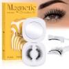 QUEWEL Faux Cils Magnetique, 1 paire de Cils Magnetique doux, réutilisables cils Magnetique Aimant, aucune colle nécessaire,F