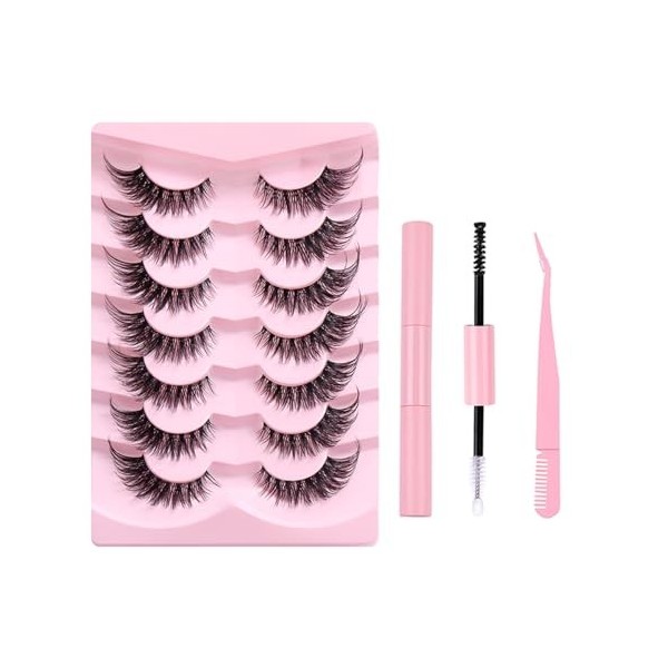 FAIRYGATE Faux Cils Fox Eye Lashes Naturel Faux Cils en œIl de Chat Fluffy Cat Eye Lashes Doux Angel Winged Fake Eyelashes B5