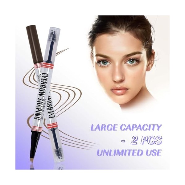 LZM 2 Pièces Crayon Sourcil, Crayon à Sourcils Précis- Stylo de Tatouage Pour Sourcils Résistant à Leau Avec Pointe Micro-Fo