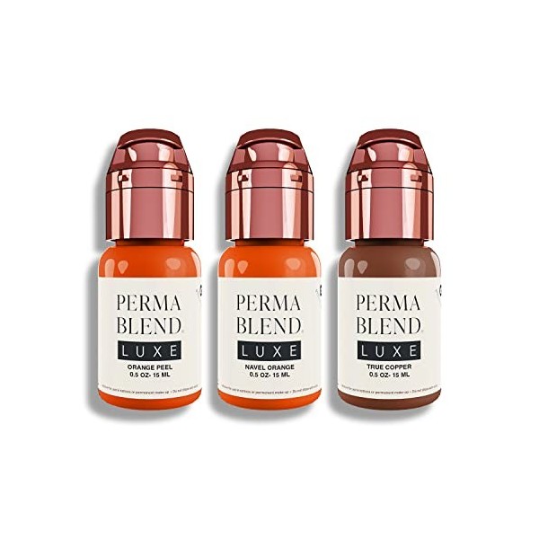 Perma Blend Lot de 3 pigments pour tatouage et sourcils de luxe - Accessoires professionnels pour microblading - Peel orange,