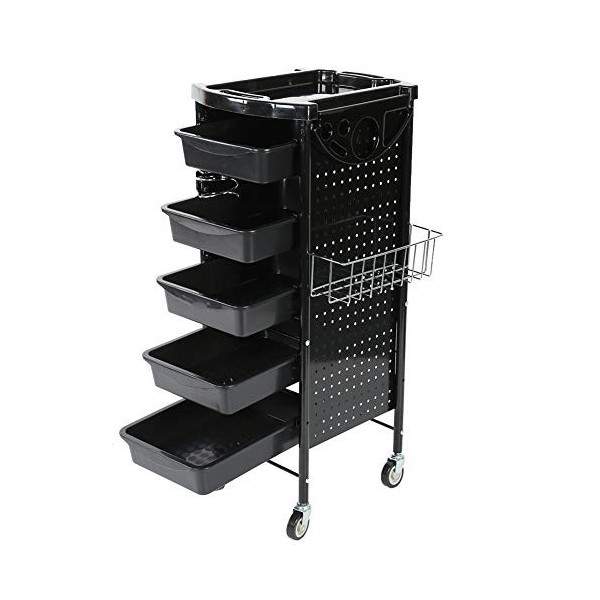 Chariot de Rangement Roulant à 6 Niveaux, Support de Rangement avec Panier Suspendu, Roues Robustes, Meilleur Outil pour les 