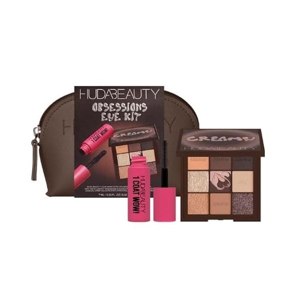 HUDA BEAUTY Original | Obsessions Eye Kit Coffret de Maquillage | 1 Palette Fards à Paupières Creamy Obsessions 8,22g Neutr