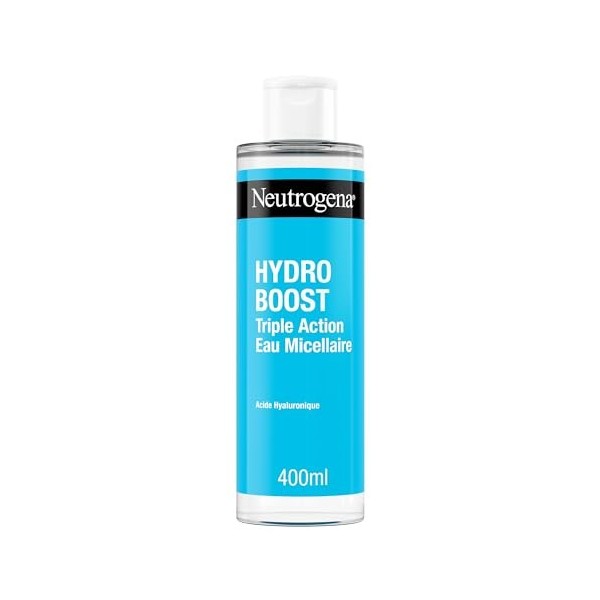 Neutrogena | Eau Micellaire Triple Action Hydro Boost flacon de 400 ml – Nettoyant pour le visage enrichi en acide hyaluron