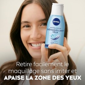 NIVEA Démaquillant Yeux Extra Doux 1 x 125 ml , enrichie en eau purifiée déminéralisée & acide hyaluronique, nettoyant visag