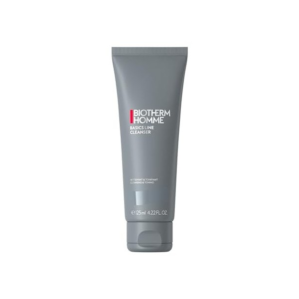 Biotherm Homme, Basics Line Gel Nettoyant Homme, Effet Frais et Tonifiant, Utilisation Quotidienne, Peaux Normales, 125 ml