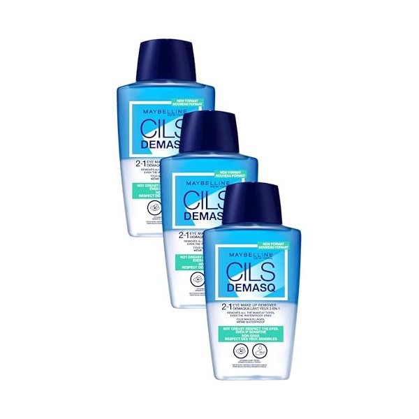 Maybelline New York Cils Demasq Démaquillant Bi-Phase Yeux, 150 ml Lot de 3 