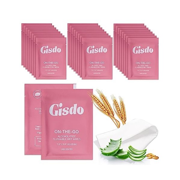 Gisdo 100 pcs Lingettes de nettoyage de la peau flushable pour tous, emballées individuellement