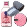 BVO Luxe Kit complet de démaquillage - Serviette bandeau réglable ultra douce, eau de rose micellaire avec huile 400 ml et ho