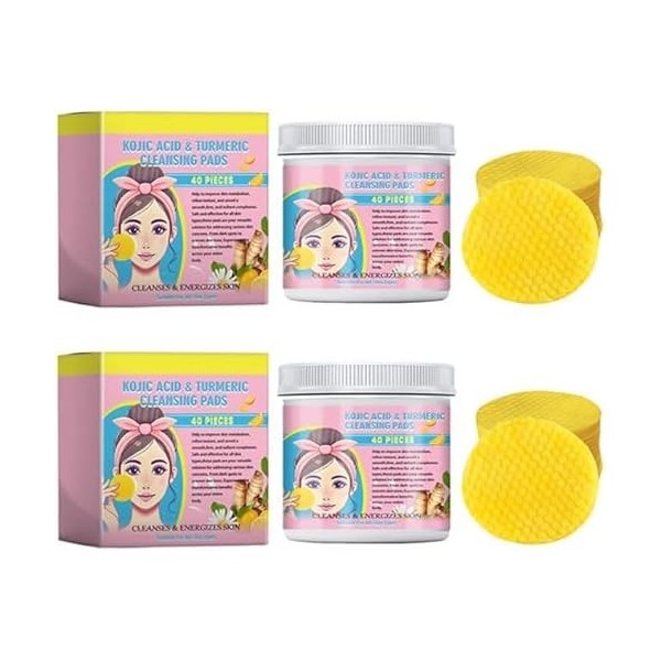 Turmeric Face Scrub Pads, Turmeric Kojic Acid Cleansing Pads - with Vitamin B5 Vitamin C Turmeric, Sugar Turmeric Cleansing P