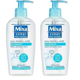 MIXA - Eau nettoyante - APAISANTE Peaux très sensibles et réactives - 200ml, lemballage peut varier Lot de 2 