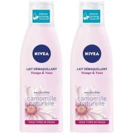 NIVEA Lait Démaquillant Visage & Yeux 1 x 200 ml , lait démaquillant yeux, nettoyant visage enrichi en Camomille naturelle &