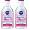 NIVEA Eau Micellaire DOUCEUR Peaux Sèches et Sensibles 1 x 400 ml , démaquillant enrichi aux micelles et acides animés sans 