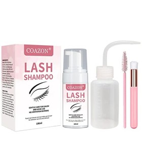 NVOQILIN Nettoyant pour extensions de cils, shampooing pour extensions de cils, mousse et brosses nettoyantes pour démaquilla