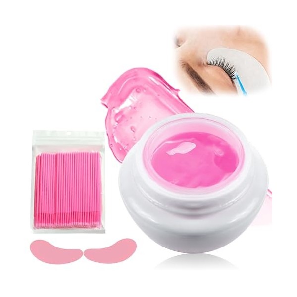 Crème Retrait Colle pour Extensions de Cils,Remover Cils Extension,Lash Remover Crème Démaquillante Livré Avec 100 Baguettes 