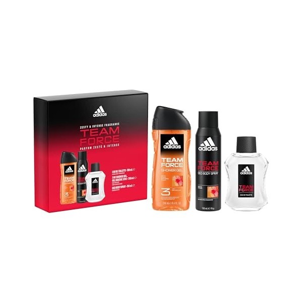 ADIDAS - Coffret TEAM FORCE - 2 Produits : Eau de Toilette 100 ml + Gel Douche 3 en 1 250 ml