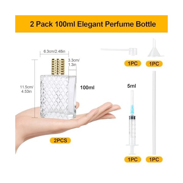 MirraSwit 2 Pièces Flacon de Parfum, 100ml Flacon Parfum Rechargeable, Bouteille Vaporisateur de Parfum, Vaporisateur Parfum 