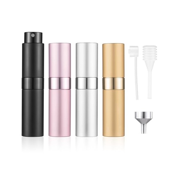 Kiperline 4PCS Vaporisateur Parfum Vide, 8ML Vaporisateur Parfum Voyage Portable Recharge Parfum Mini Flacon Parfum Vide Atom