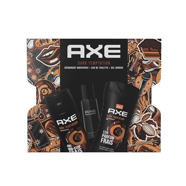 Axe Coffret Homme Dark Temptation Déodorant, Eau de Toilette Gel Douche x1