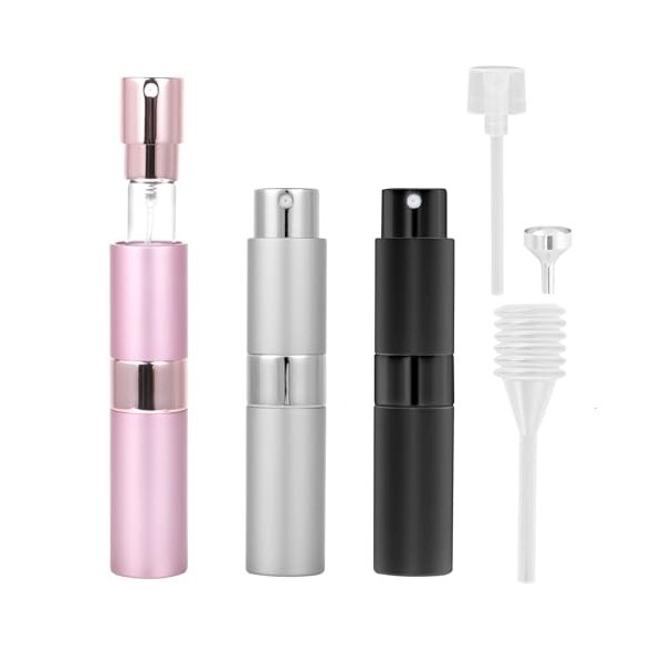 AiQInu Vaporisateur Parfum, 3 mini Vaporisateur Parfum Voyage de 8ml, Recharge Spray Flacon de Parfum, pour les Voyages et Le