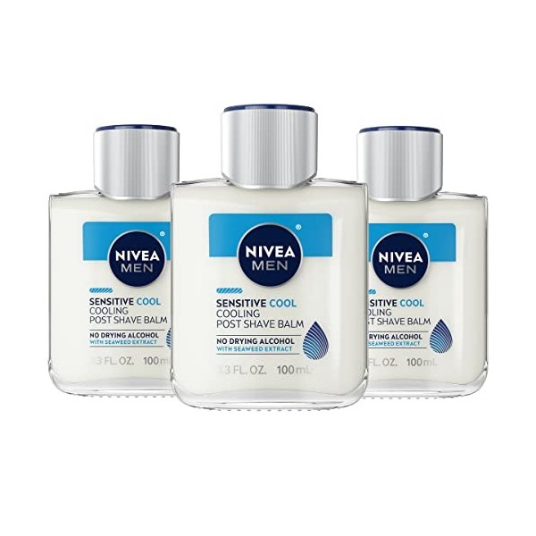 NIVEA MEN Sensitive Cooling Post Shave Balm, 3.3 oz Bottle Pack of 3 by Nivea for Men