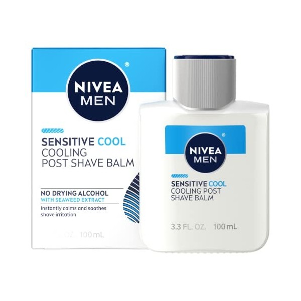 NIVEA MEN Sensitive Cooling Post Shave Balm, 3.3 oz Bottle Pack of 3 by Nivea for Men