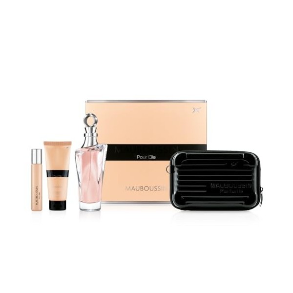 Mauboussin - Coffret Prestige 2024 Pour Elle : Eau de Parfum 100ml, Lait Corps 75ml, Travel Spray 20ml & Sac Bandoulière