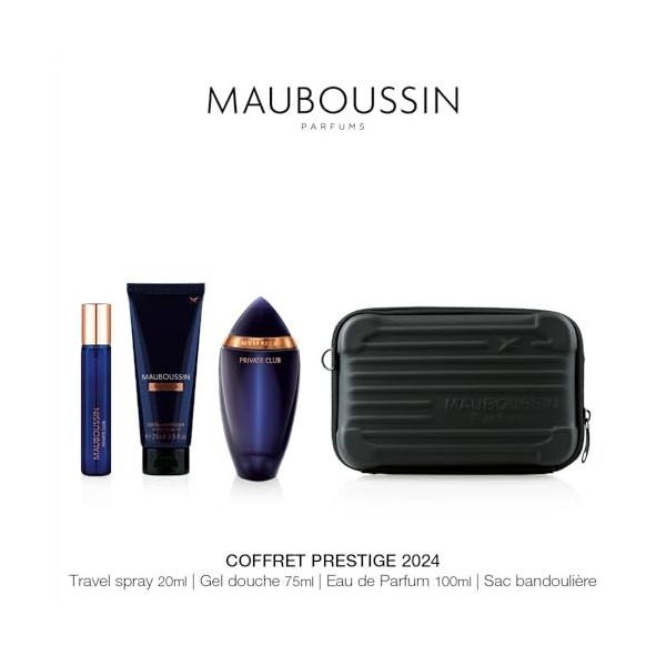 Mauboussin - Coffret Prestige 2024 Private Club : Eau de Parfum 100ml, Gel Douche 75ml, Travel Spray 20ml & Sac Bandoulière